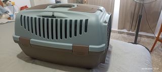 Transportín mascotas azul y marrón