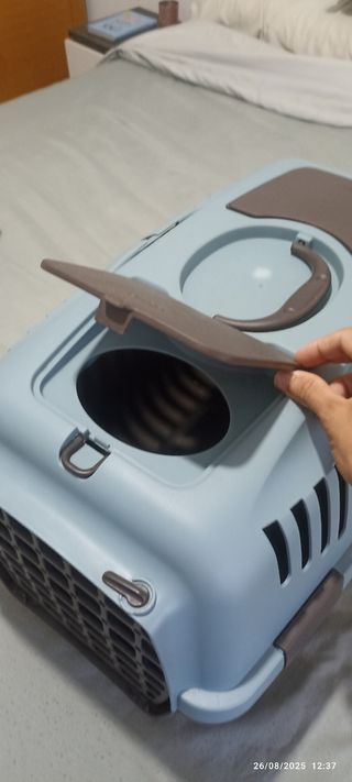 Transportín mascotas azul y marrón