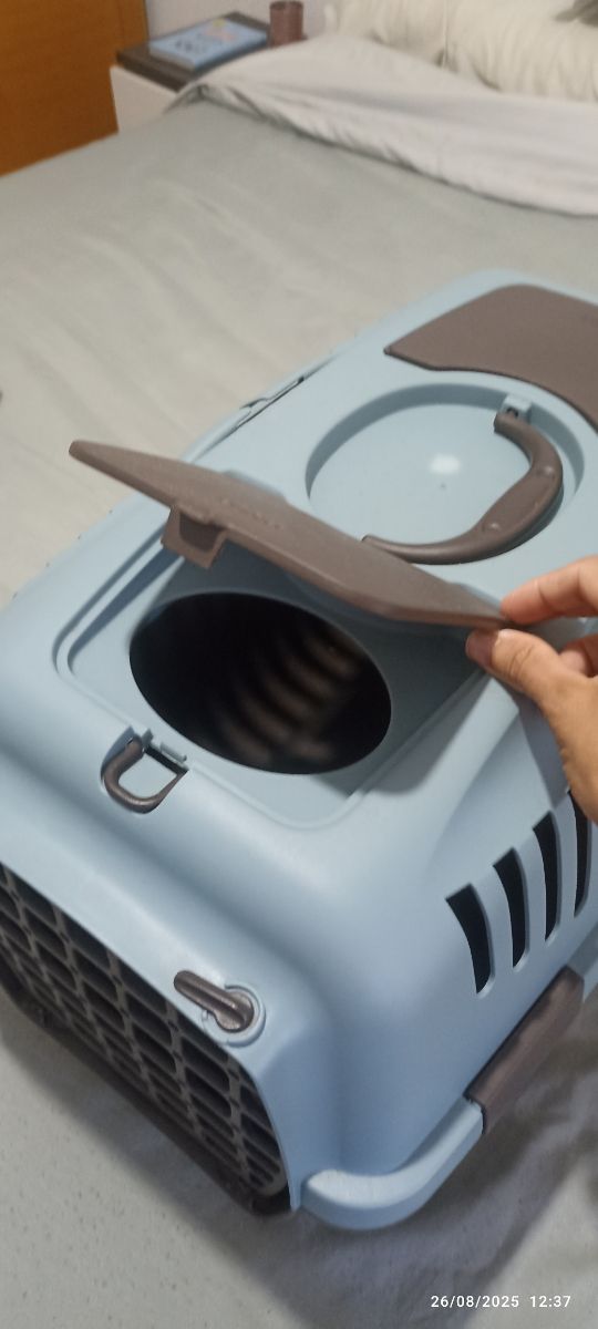 Transportín mascotas azul y marrón