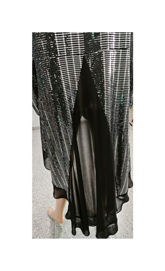 Vestido fiesta brillo asimétrico