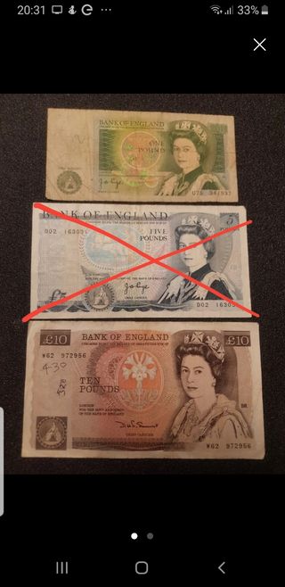 2 banconote da sterline inglesi