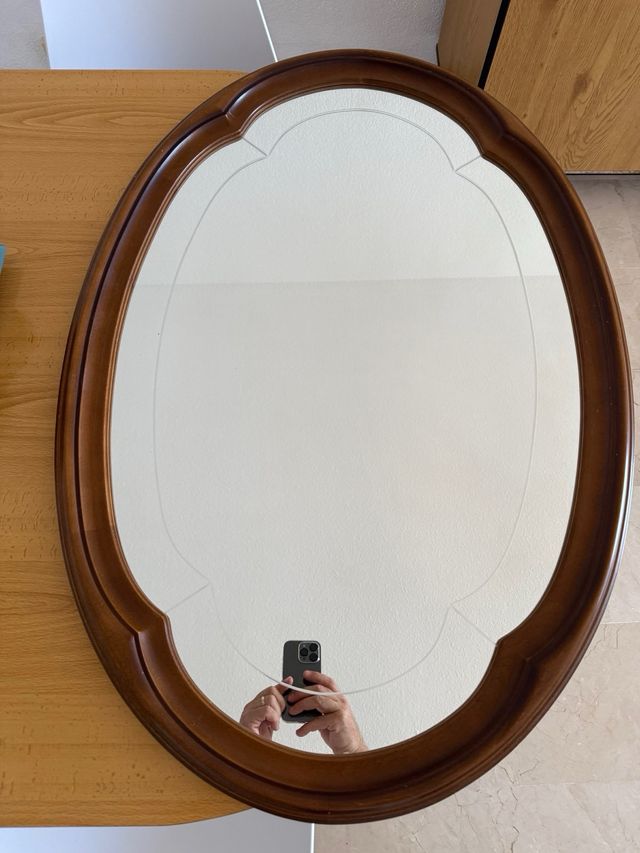 Espejo ovalado vintage madera