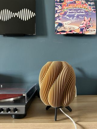 Brown table lamp in Pinterest style 