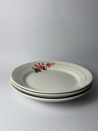 3 Platos Vintage Flores - Porcelana