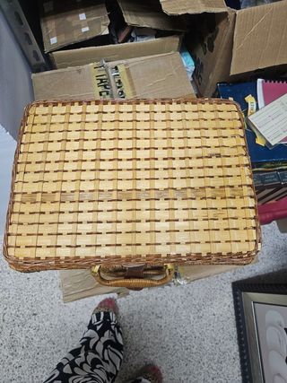 Cesta pícnic mimbre azul