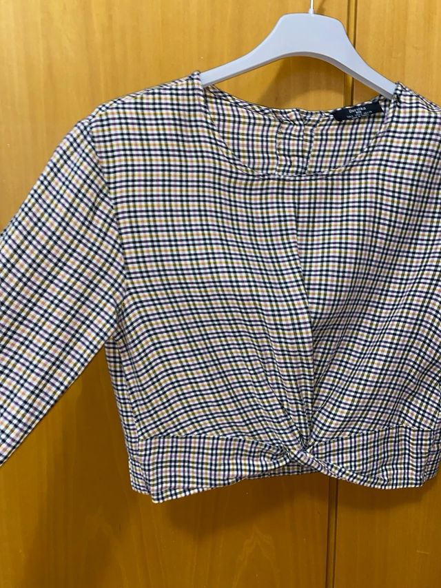 Blusa cuadros Bershka estampado mujer
