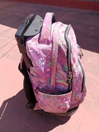 Mochila escolar TOTO rosa con ruedas