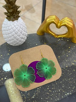 Pendientes 3D con gancho de acero inoxidable