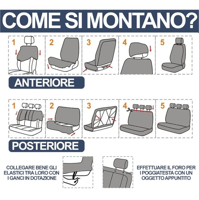 Coprisedili auto universali - Grigio/Nero