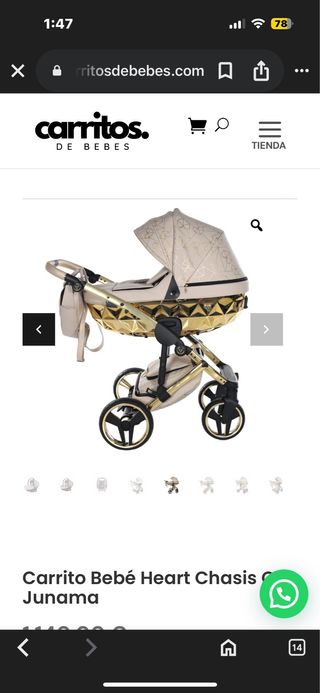 Coche Bebé Junama Heart BEIG ORO