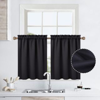 2 Cortinas opacas negro térmicas cocina ventana