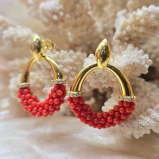 Orecchini retrò in corallo rosso argento 925 oro
