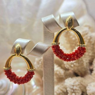 Orecchini retrò in corallo rosso argento 925 oro