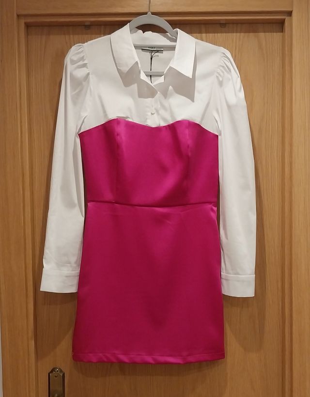 Vestido Eiki Mini Rosa e Branco