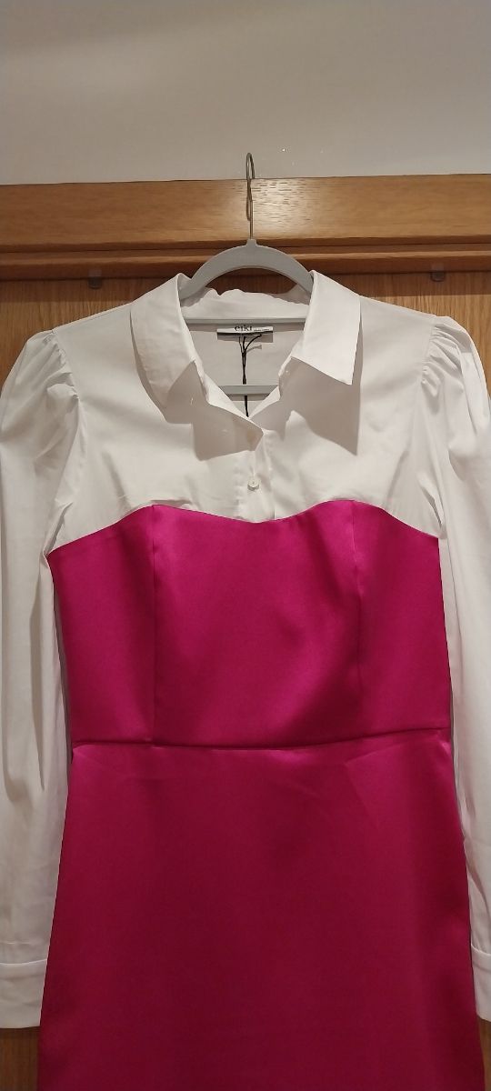 Vestido Eiki Mini Rosa e Branco