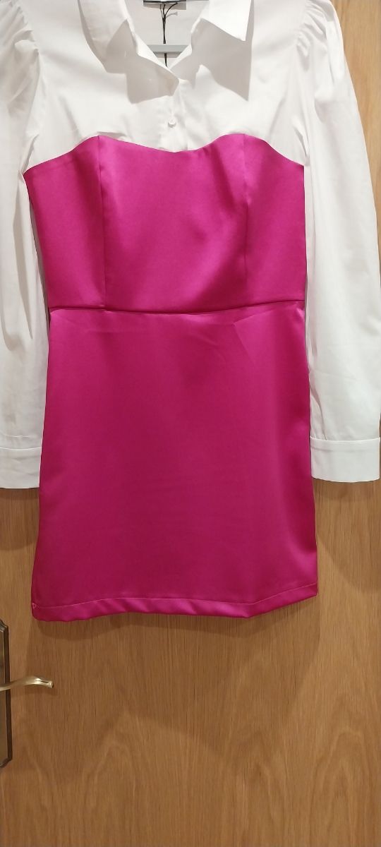 Vestido Eiki Mini Rosa e Branco