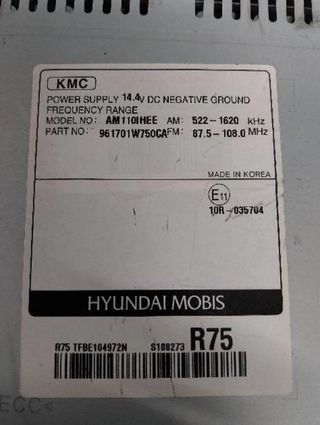 Sistema audio/radio kia 961701w750ca rio 1.2 52834