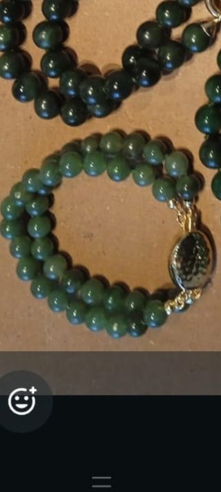 Bracciale doppio filo di giada con susta d argento