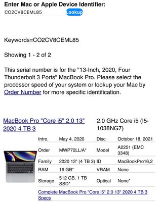 Palmrest MacBook Pro 13" 2020 A2251
