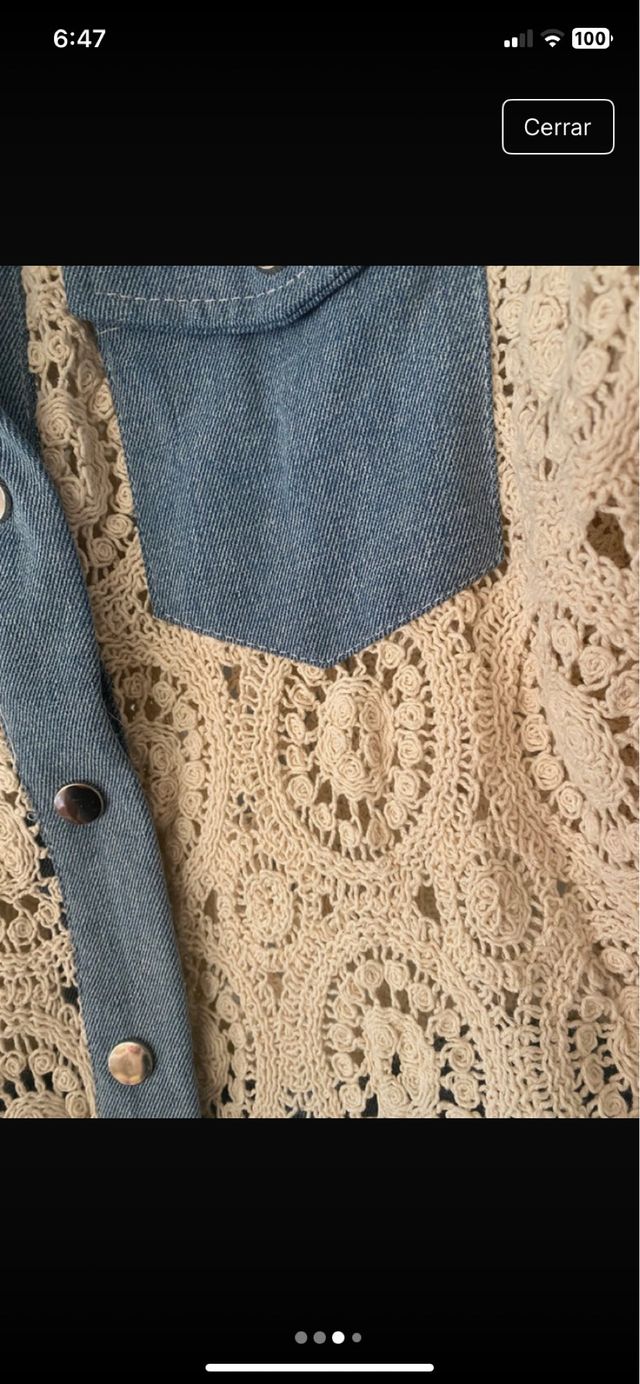 Cazadora vaquera nueva beige y azul