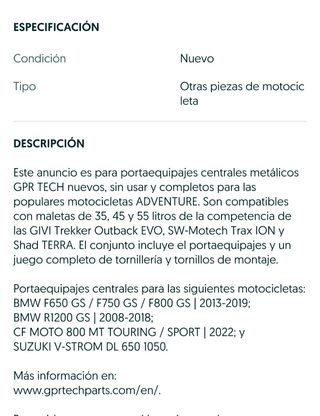 Soporte baúl BMW F 650-800 GS