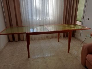 Mesa cristal madera - extensible
