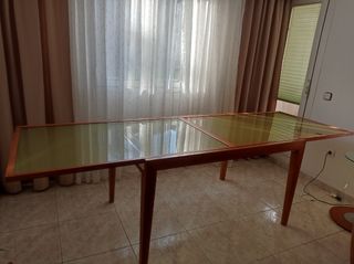 Mesa cristal madera - extensible