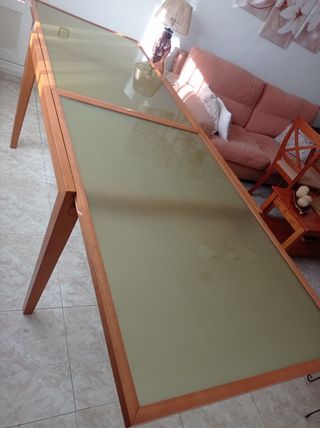 Mesa cristal madera - extensible