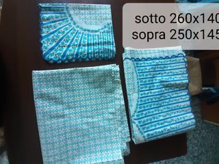 Lenzuola singole cotone blu-bianco