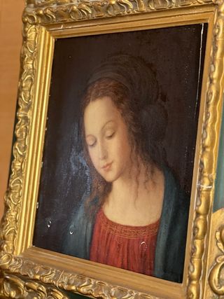 Cuadro Virgen óleo sobre tabla- cañamero- arte 