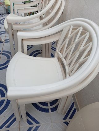 Mesa jardín blanca 6 sillas plástico