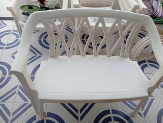 Mesa jardín blanca 6 sillas plástico