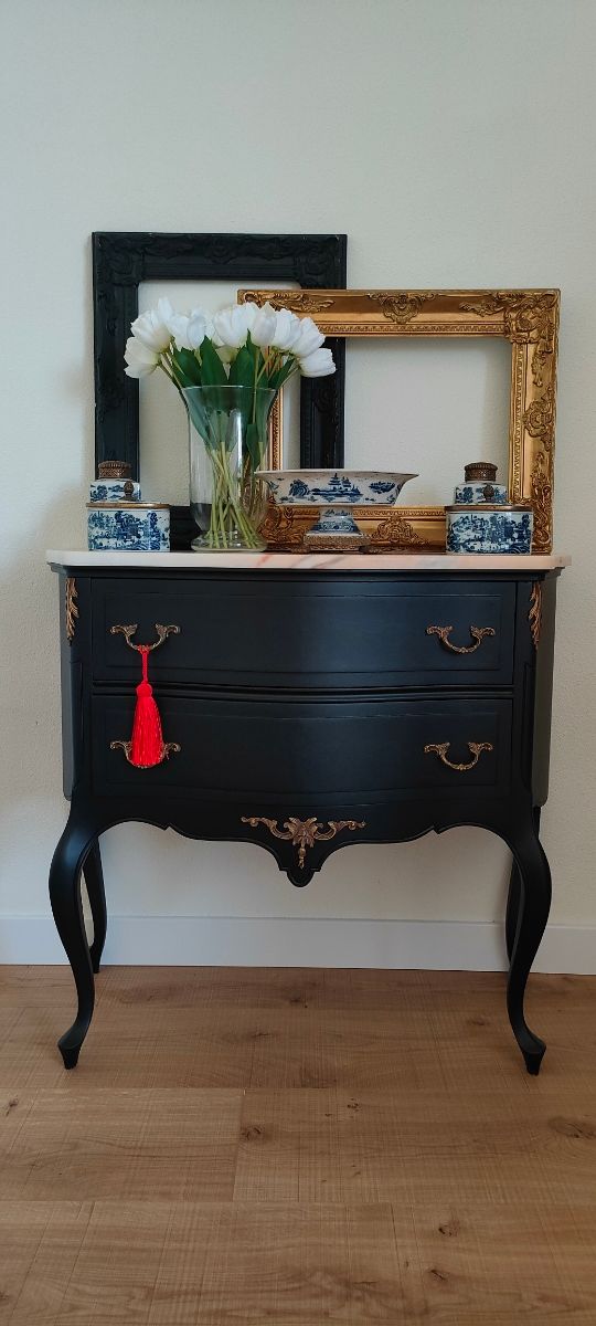 Aparador Luis XV negro antiguo