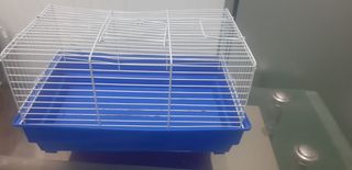 Jaula roedores azul y blanca