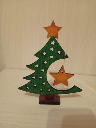 Albero Natale legno verde-arancio