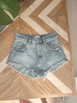 Shorts vaqueros Zara - Azul - Flecos