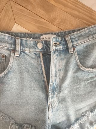 Shorts vaqueros Zara - Azul - Flecos