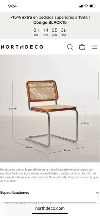 Sillas 4 comedor retro ratán  4 sillas cesca