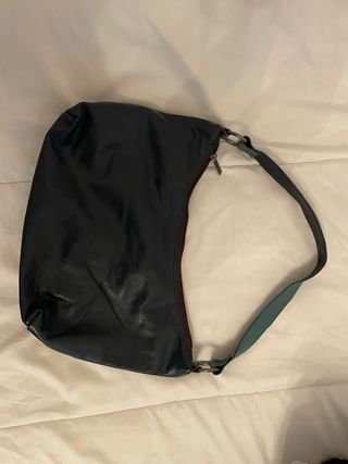 Bolso bandolera cuero marrón-azul