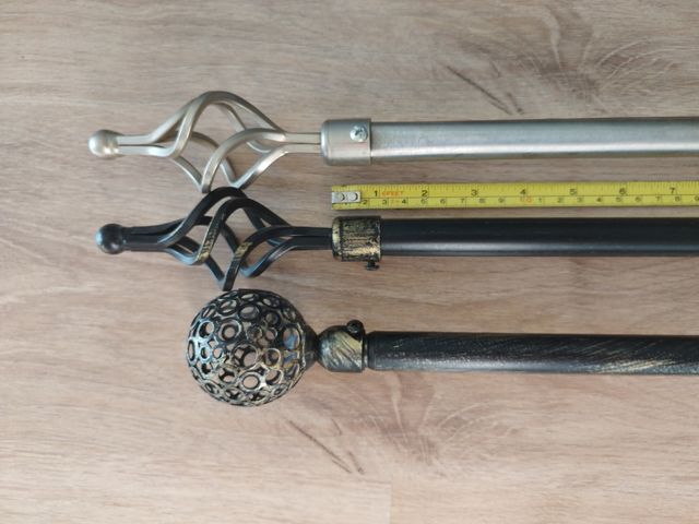 3 Barras Cortina Metal - Negro, Plata