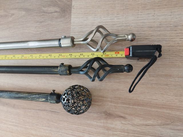 3 Barras Cortina Metal - Negro, Plata