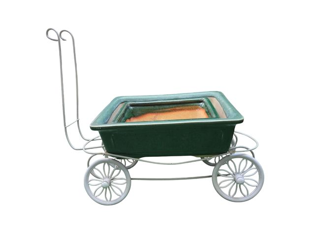 2 Macetas de Bonsái Carro - Cerámica Verde