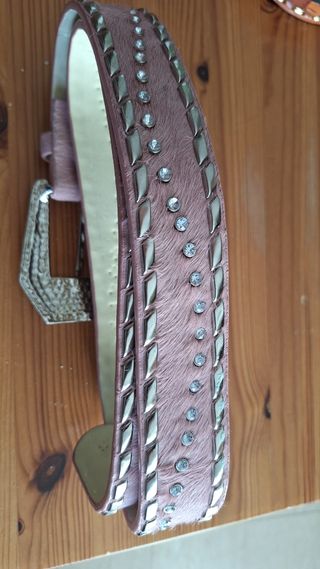 Cinturón piel rosa | hebilla pedrería