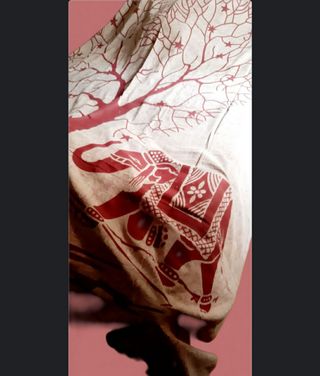 Manta Mandala Bordô - Árvore da vida e elefantes