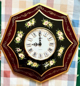 Reloj Pared Antiguo - Dorado y Burdeos