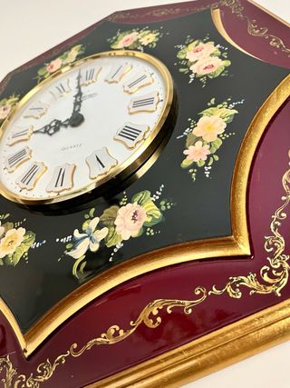 Reloj Pared Antiguo - Dorado y Burdeos