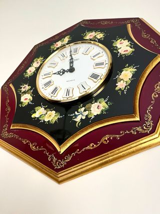 Reloj Pared Antiguo - Dorado y Burdeos