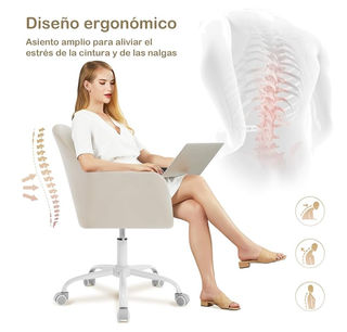 Silla giratoria terciopelo beige