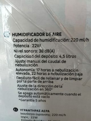 Humidificador Equation - 220ml/h