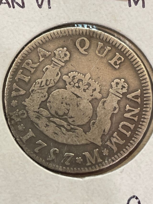 2 reales mexico 1757 mbc